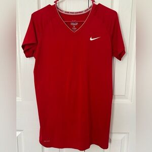 Nike Men's Red V-Neck Shirt